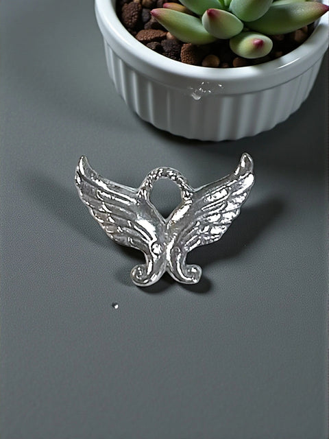 Silver Angel Wings Pewter Charm Pendant – Detailed Feather Design | American Made Jewelry Accessory Michelle Marie Boutique  Charms and Pendants