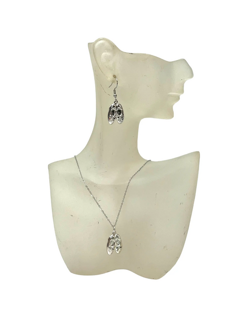 Silver Ballet Shoe Charm Jewelry Set – 18 Inch Necklace with Earrings | Hypoallergenic Gift Made in USA Michelle Marie Boutique  Jewelry Set