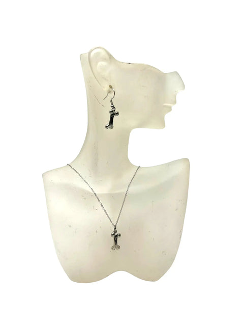 Silver Bone Necklace and Earrings Set Michelle Marie Boutique  Jewelry Sets