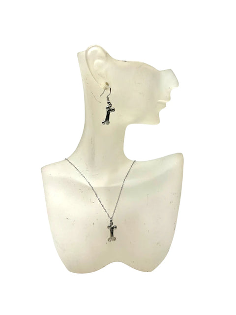 Silver Bone Necklace and Pewter Earrings Set – Hypoallergenic Jewelry Gift Box | Made in USA Michelle Marie Boutique  Jewelry Sets