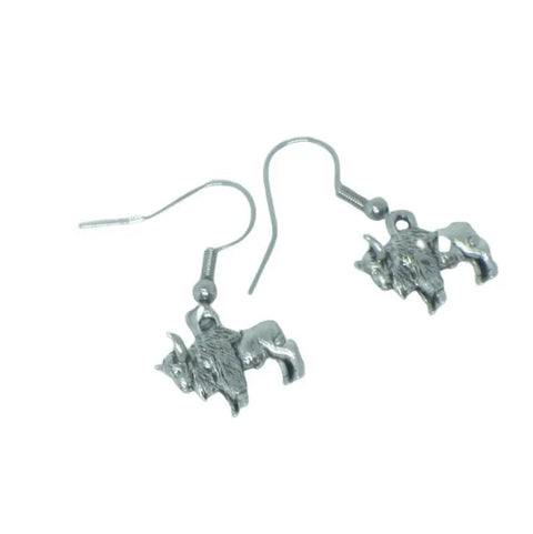 Silver Buffalo Charm Earrings – High-Quality Pewter Animal Jewelry | Handmade in USA – Nature Lover Gift Michelle Marie Boutique  Earrings