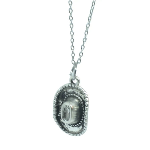 Silver Cowboy/Cowgirl Hat Charm Necklace Michelle Marie Boutique  Necklace