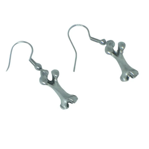 Silver Dog Bone Charm Earrings Michelle Marie Boutique  Earrings