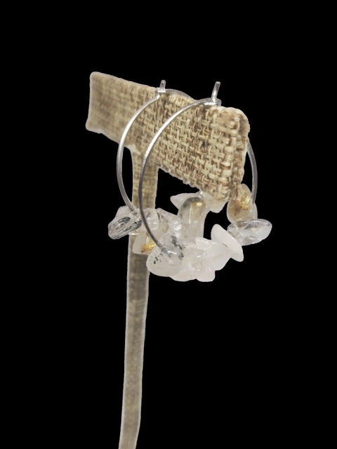 Silver Hoop Earrings With Gemstones Michelle Marie Boutique  Earrings