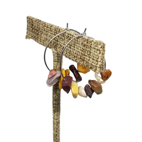 Silver Hoop Earrings With Gemstones Michelle Marie Boutique  Earrings