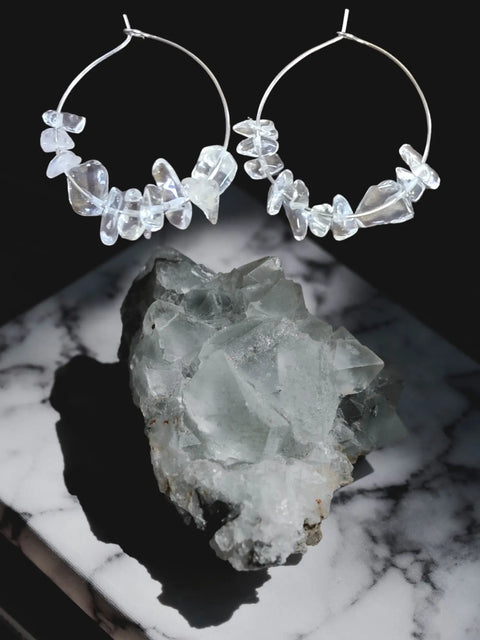 Silver Hoop Earrings With Gemstones Michelle Marie Boutique  Earrings