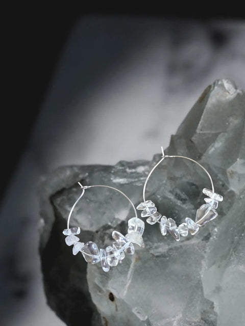 Silver Hoop Earrings With Gemstones Michelle Marie Boutique  Earrings