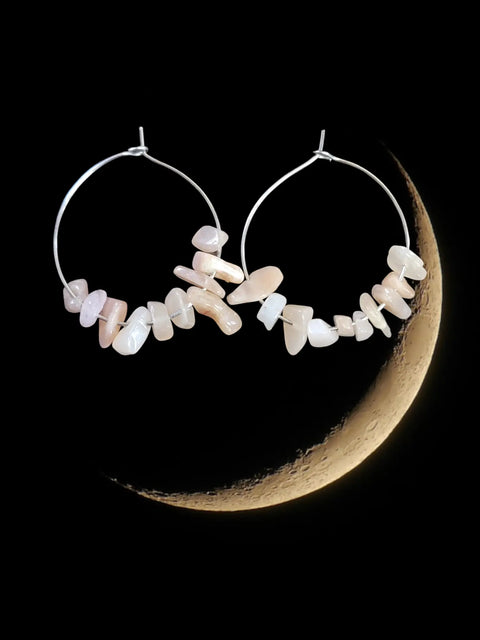 Silver Hoop Earrings With Gemstones Michelle Marie Boutique  Earrings