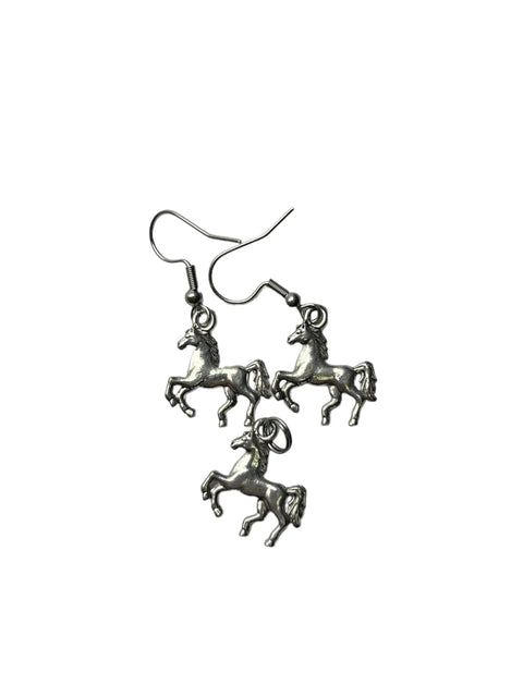 Silver Horse Charm Necklace And Hypoallergenic Earrings Set – 18 Inch Chain With Extender | Made In USA Michelle Marie Boutique  Jewelry Sets
