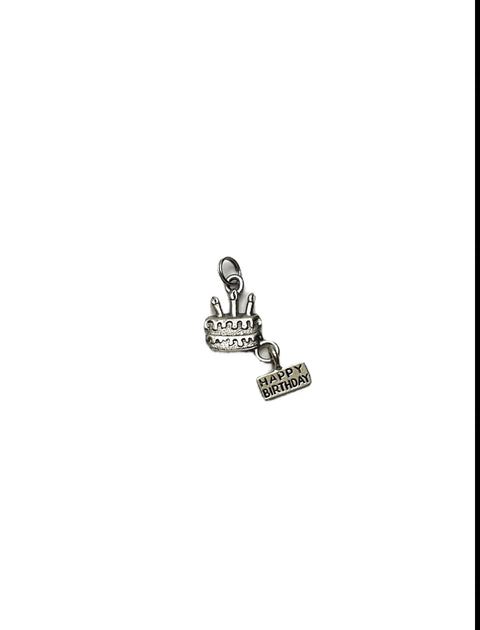 Silver Pewter Birthday Cake Charm Necklace 18 Inch Stainless Steel Chain – Gift Jewelry for Women and Girls | Made in USA Michelle Marie Boutique  Necklace
