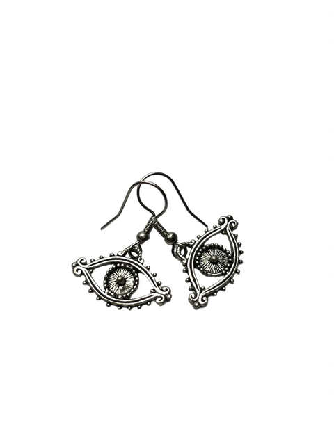 Silver Pewter Evil Eye Jewelry Set – 18 Inch Necklace with Dangle Earrings | Handcrafted Made in USA Protection Jewelry Michelle Marie Boutique  Jewelry Sets