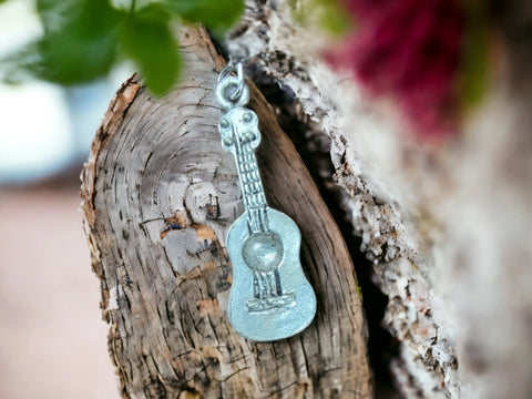 Silver Pewter Guitar Pendant – Handcrafted Music Lover Charm – Michelle Marie Boutique | Made in USA Michelle Marie Boutique 