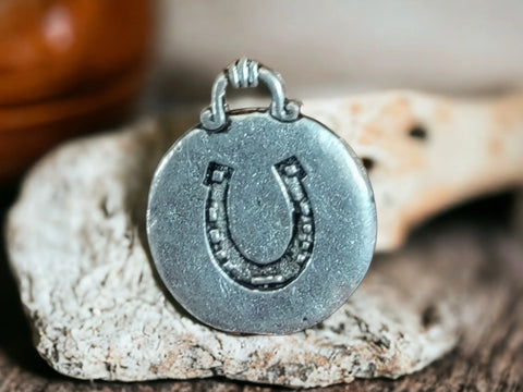 Silver Pewter Horseshoe Charm Pendant – Lucky Jewelry Accessory | Handcrafted Made in USA Elegance Michelle Marie Boutique 