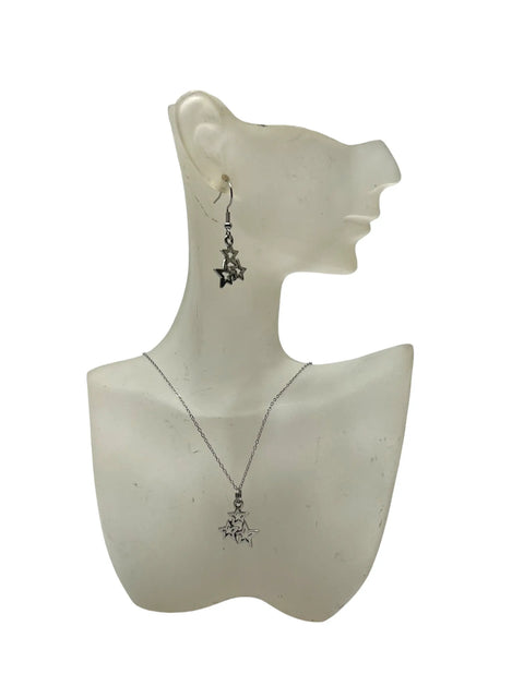 Silver Star Charm Necklace and Earrings Set – 18 Inch Adjustable Chain – Handcrafted Jewelry | Made in USA Michelle Marie Boutique  Jewelry Sets