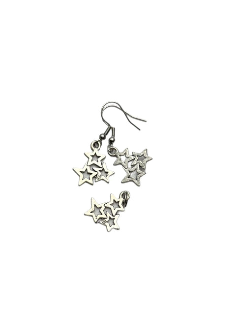 Silver Star Charm Necklace and Earrings Set – 18 Inch Adjustable Chain – Handcrafted Jewelry | Made in USA Michelle Marie Boutique  Jewelry Sets