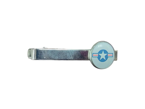 Silver-Tone Roundel Tie Clip – Patriotic Military Tie Bar Accessory | Made in USA Handcrafted Quality Michelle Marie Boutique 