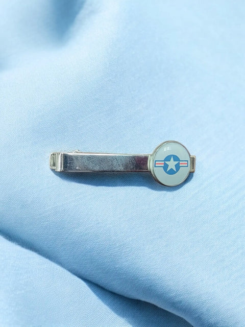 Silver-Tone Roundel Tie Clip – Patriotic Military Tie Bar Accessory | Made in USA Handcrafted Quality Michelle Marie Boutique 
