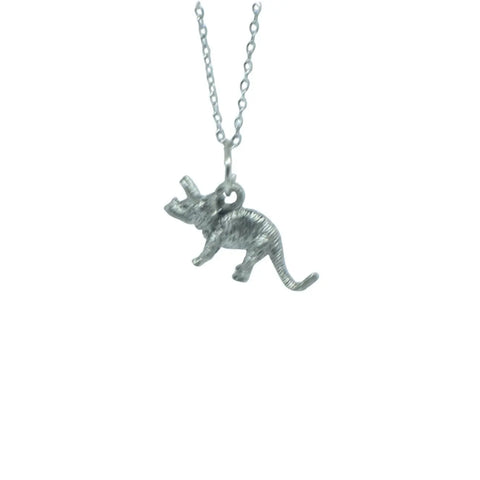 Silver Triceratops Pendant Necklace - Dinosaur Lover's Gift Michelle Marie Boutique  Necklace