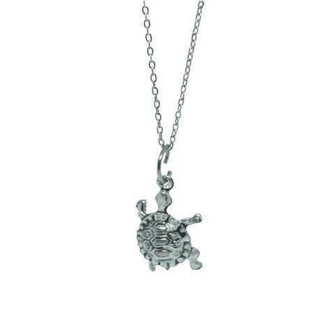 Silver Turtle Charm Necklace – Adjustable 16 Inch Stainless Steel Chain | Handmade Jewelry Made in USA Michelle Marie Boutique  Necklace