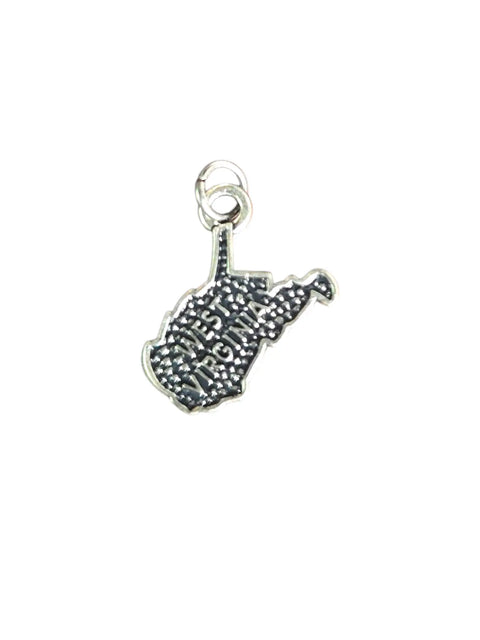 Silver West Virginia State Pewter Charm | Travel Jewelry Accessory Michelle Marie Boutique  Charms and pendants