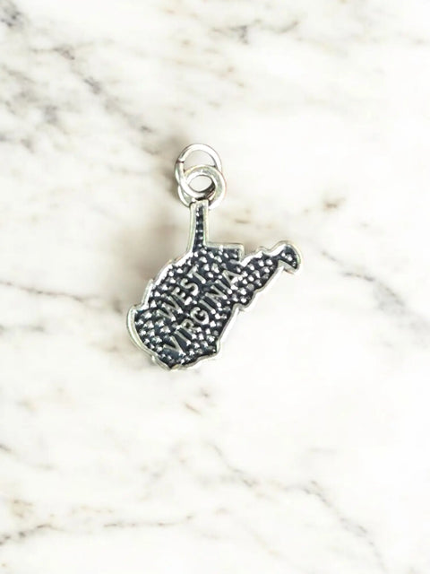 Silver West Virginia State Pewter Charm | Travel Jewelry Accessory Michelle Marie Boutique  Charms and pendants