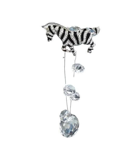 Silver Zebra Car Pendant With Black and White Crystals – Unique Rearview Mirror Charm | Made in USA Michelle Marie Boutique 