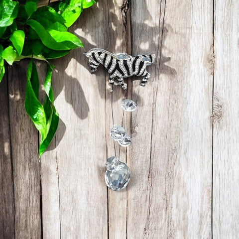 Silver Zebra Car Pendant With Black and White Crystals – Unique Rearview Mirror Charm | Made in USA Michelle Marie Boutique 