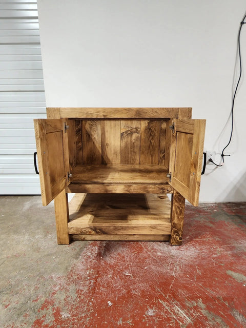 Single Sink Bathroom Vanity – Custom Pine Wood Cabinetry | Made in USA | Model #1084 Limitless Woodworking  item