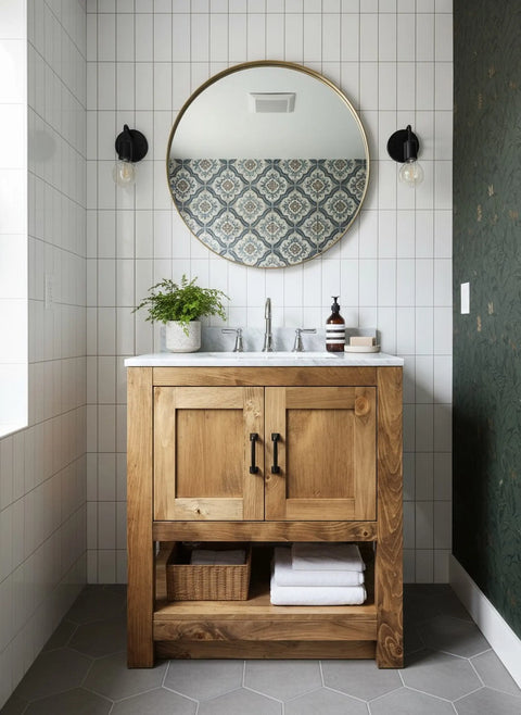 Single Sink Bathroom Vanity – Custom Pine Wood Cabinetry | Made in USA | Model #1084 Limitless Woodworking  item