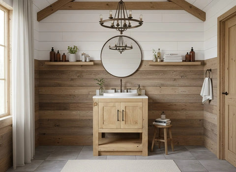Single Sink Bathroom Vanity – Custom Pine Wood Cabinetry | Made in USA | Model #1084 Limitless Woodworking  item