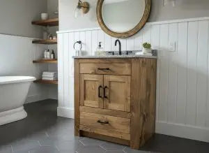 Single Sink Bathroom Vanity – Custom White Pine Cabinet | Made in USA | Model #1090 Limitless Woodworking  item