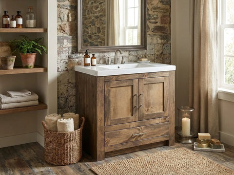 Single Sink Bathroom Vanity – Custom Wood Cabinet With Drawer | Made in USA | Model #1092 Limitless Woodworking  item