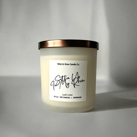 Sittin’ Up in My Room 8.5 oz Soy Wax Candle – Fresh Linen Scent – Handmade | Made in USA Wick and Glow Candle Company™  Candles