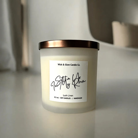 Sittin’ Up in My Room 8.5 oz Soy Wax Candle – Fresh Linen Scent – Handmade | Made in USA Wick and Glow Candle Company™  Candles