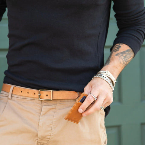 Skinny Honey Leather Belt 1 Inch Wide – Vegetable Tanned | Handmade in USA CASUPO  Skinny Belt