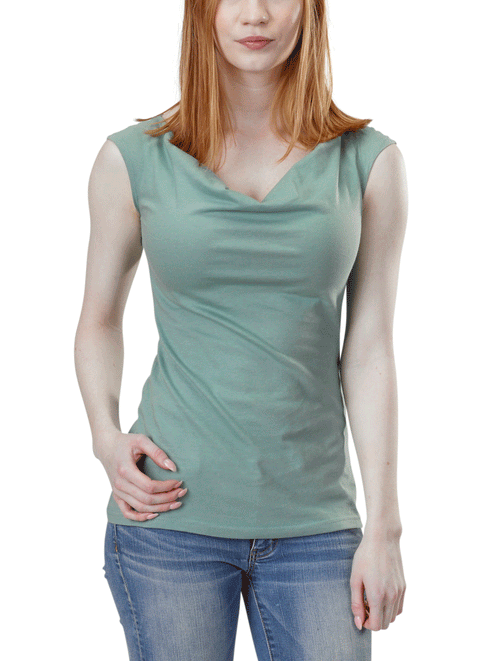 Sleeveless Cowl Neck Organic Cotton Top – Lightweight Jersey | Made in USA Spiritex | Sustainable Apparel  Women's Tops
