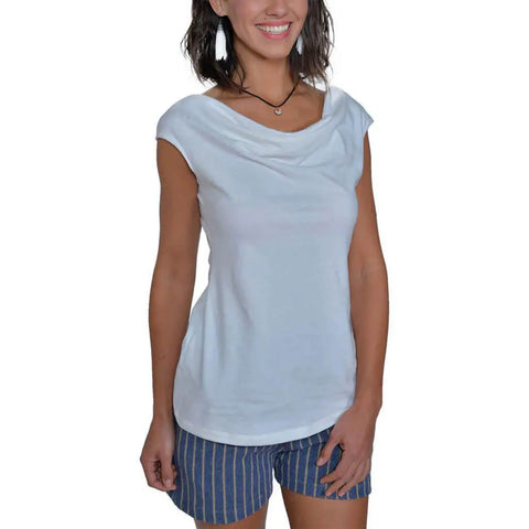 Sleeveless Cowl Neck Organic Cotton Top – Lightweight Jersey | Made in USA Spiritex | Sustainable Apparel  Women's Tops