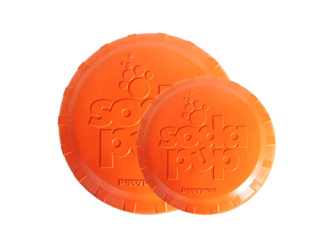 Durable Rubber Dog Retrieving Frisbee – Bottle Cap Design – Orange | Made in USA SodaPup  Rubber Dog Toys