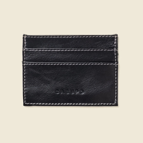 Slim Black Leather Card Holder Wallet 4x3 Inch – Handmade in USA CASUPO  Slim Card Holder