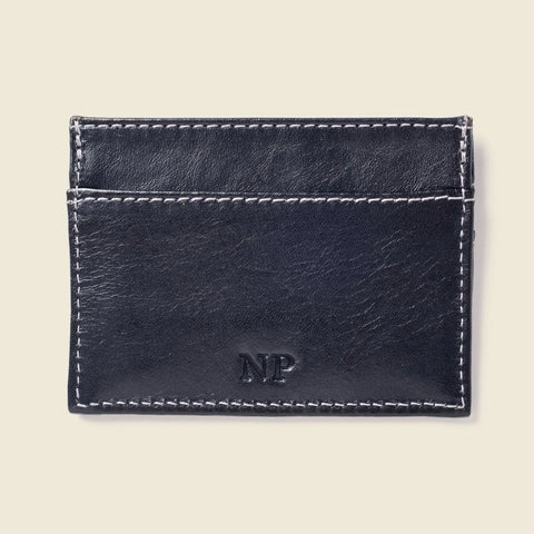 Slim Black Leather Card Holder Wallet 4x3 Inch – Handmade in USA CASUPO  Slim Card Holder
