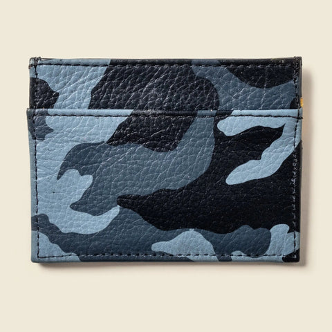 Slim Blue Camo Leather Card Holder Wallet 4x3 Inch | Handmade in USA CASUPO  Slim Card Holder