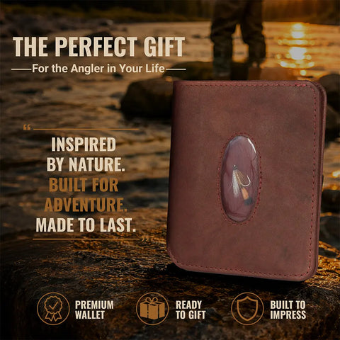 Slim Front Pocket Leather Wallet – RFID Blocking With Fishing Fly Design – 3.5x3.75 Inch | Made in USA Rogue Industries  Wallet