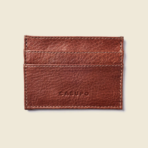 Slim Full Grain Leather Card Holder Wallet 4x3 Inch – Chocolate | Handmade in USA CASUPO  Slim Card Holder