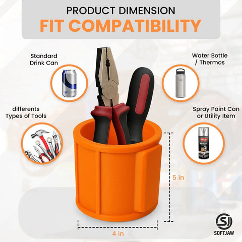 Slim Magnetic Cup Holder 2.5 Inch Rubber Tool Organizer | Made in USA Chatelet Manufacturing 