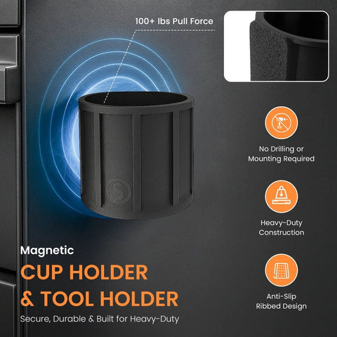 Slim Magnetic Cup Holder 2.5 Inch Rubber Tool Organizer | Made in USA Chatelet Manufacturing 