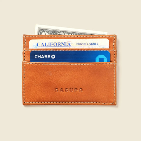 Slim Natural Leather Card Holder Wallet 4x3 Inch – Made in USA CASUPO  Slim Card Holder