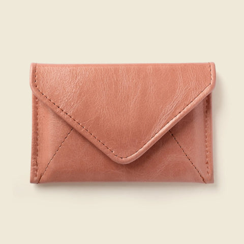 Slim Pearl Pink Mini Envelope Wallet – RFID Blocking Full Grain Leather 4.5 x 3 Inch | Handcrafted in USA CASUPO  Envelope Wallet