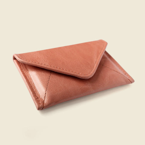 Slim Pearl Pink Mini Envelope Wallet – RFID Blocking Full Grain Leather 4.5 x 3 Inch | Handcrafted in USA CASUPO  Envelope Wallet