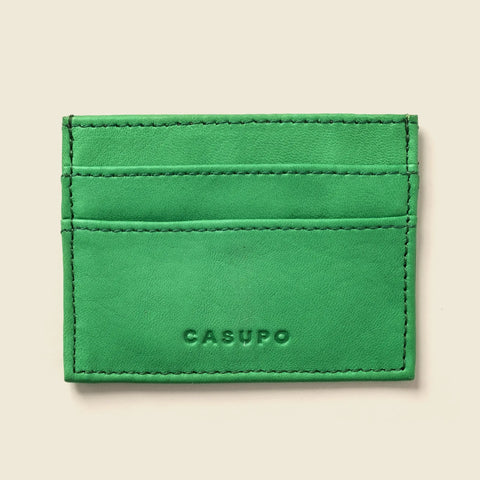 Slim RFID Green Leather Card Holder Wallet – 4x3 Inch | Handmade in USA CASUPO  Slim Card Holder