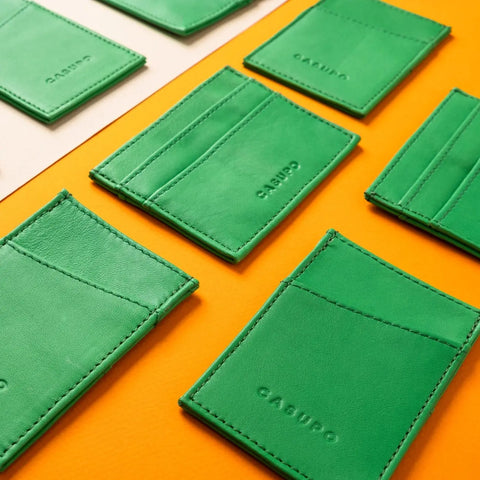 Slim RFID Green Leather Card Holder Wallet – 4x3 Inch | Handmade in USA CASUPO  Slim Card Holder